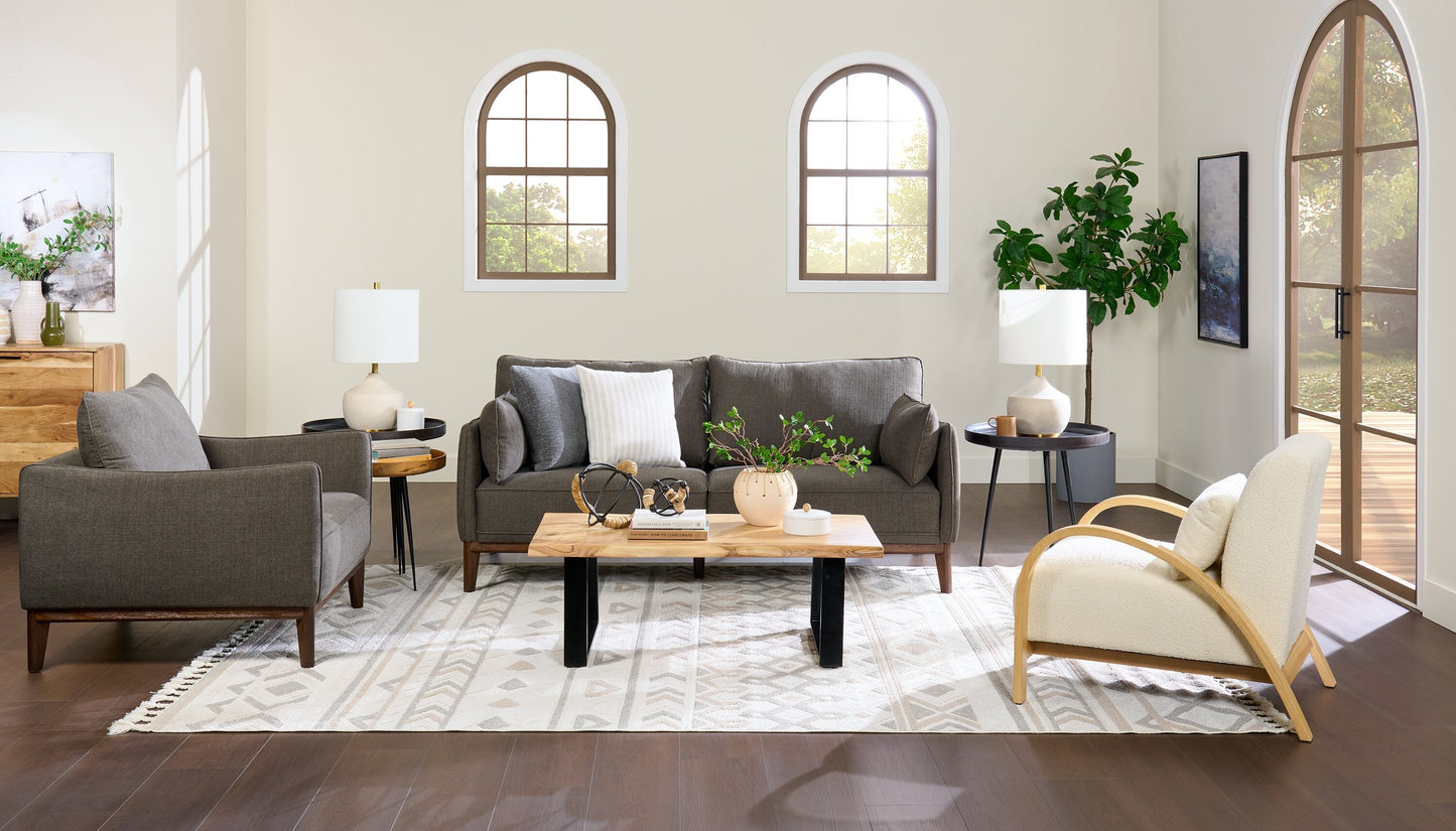 Cindy Crawford Home Gena 78.7" Linen-Look Fabric Condo Size Sofa with Removable Back Cushions - Charcoal Grey | Sofa Gena de Cindy Crawford Home de 78,7 po de format condo en tissu d’apparence lin avec coussins de dossier amovibles - gris anthracite