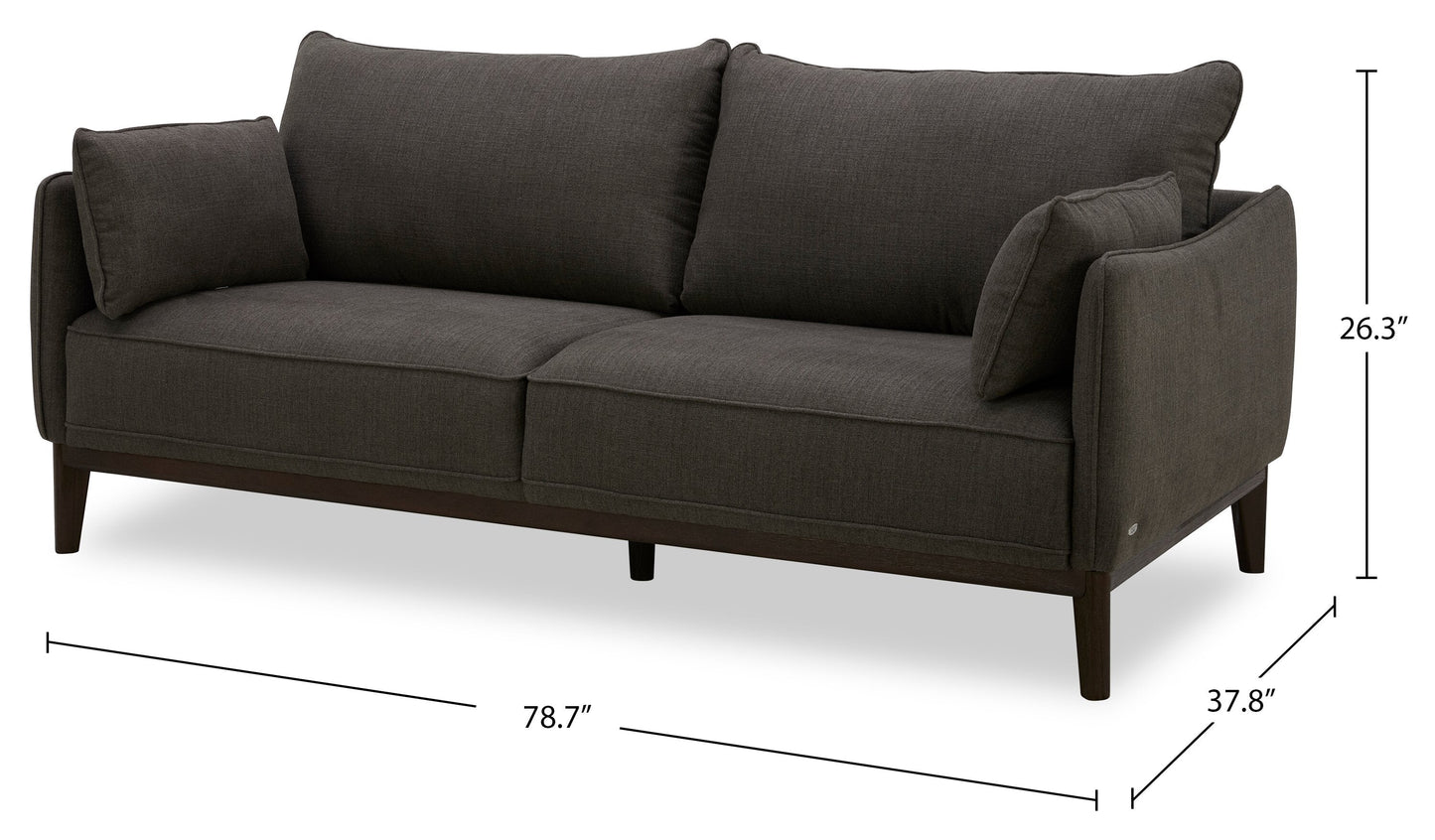 Cindy Crawford Home Gena 78.7" Linen-Look Fabric Condo Size Sofa with Removable Back Cushions - Charcoal Grey | Sofa Gena de Cindy Crawford Home de 78,7 po de format condo en tissu d’apparence lin avec coussins de dossier amovibles - gris anthracite