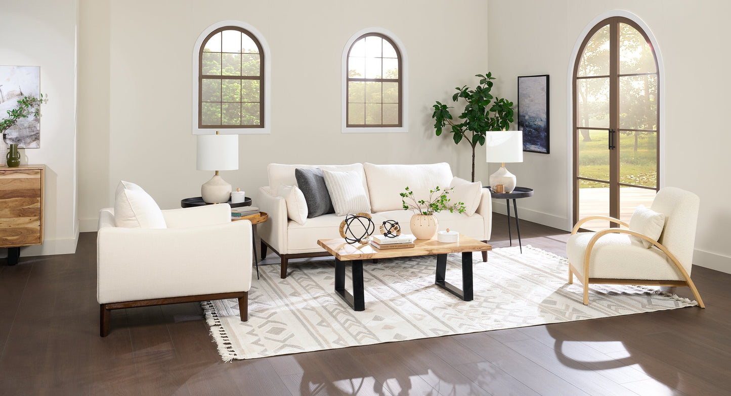Cindy Crawford Home Gena 78.7" Linen-Look Fabric Condo Size Sofa with Removable Back Cushions - Cotton White | Sofa Gena de Cindy Crawford Home de 78,7 po de format condo en tissu d’apparence lin avec coussins de dossier amovibles - blanc coton