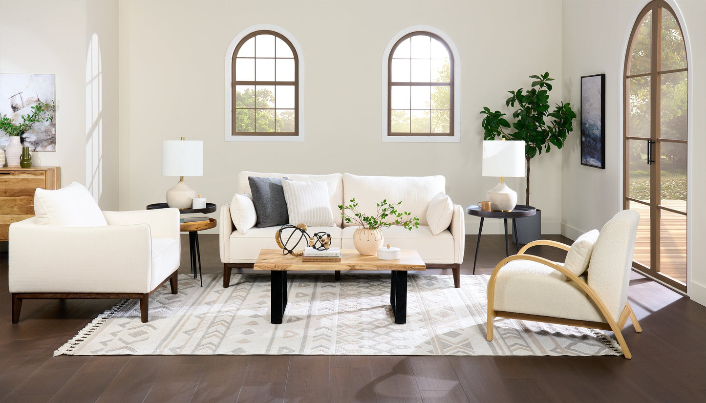 Cindy Crawford Home Gena 78.7" Linen-Look Fabric Condo Size Sofa with Removable Back Cushions - Cotton White | Sofa Gena de Cindy Crawford Home de 78,7 po de format condo en tissu d’apparence lin avec coussins de dossier amovibles - blanc coton