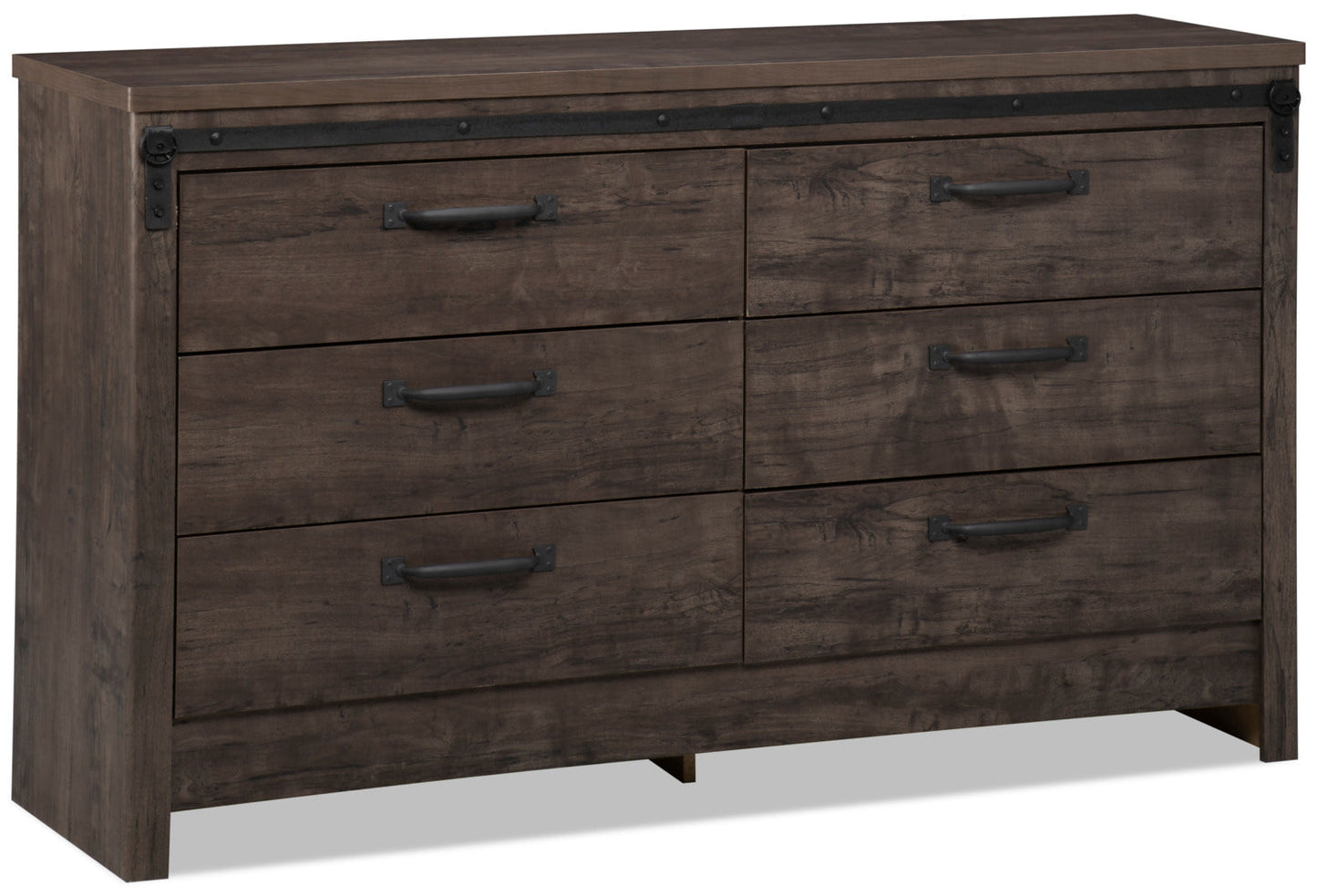 Grayson Bedroom 6-Drawer Dresser, 56.6"W x 32.3"H, Made in Canada, Rustic - Dark Grey | Commode rustique Grayson de 56,6 po (L) x 32,3 po (H) à 6 tiroirs pour la chambre à coucher, fabriquée au Canada - gris foncé