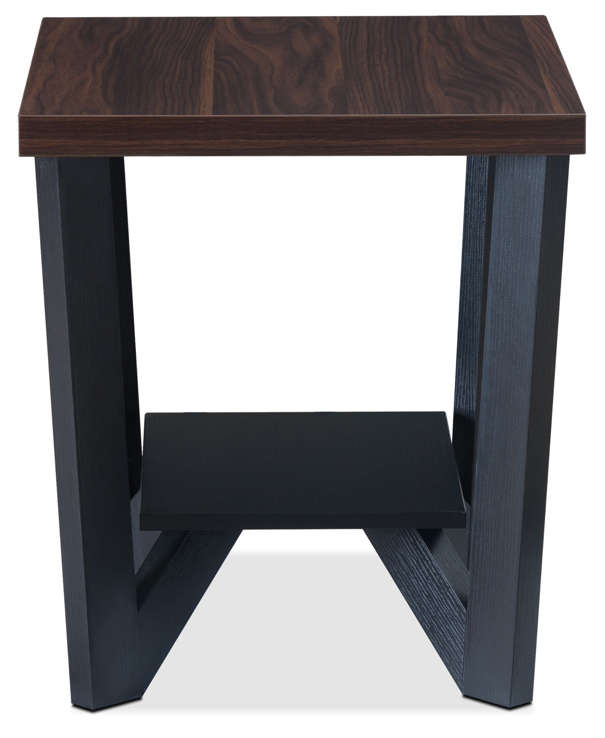 Arika 47.5" Modern 3-Pack Coffee + 2 End Tables with Shelf - Dark Walnut annd Black |Ensemble 3 tables modernes Arika de 47,5 po (table à café et 2 tables de bout) avec tablette - noyer foncé et noir