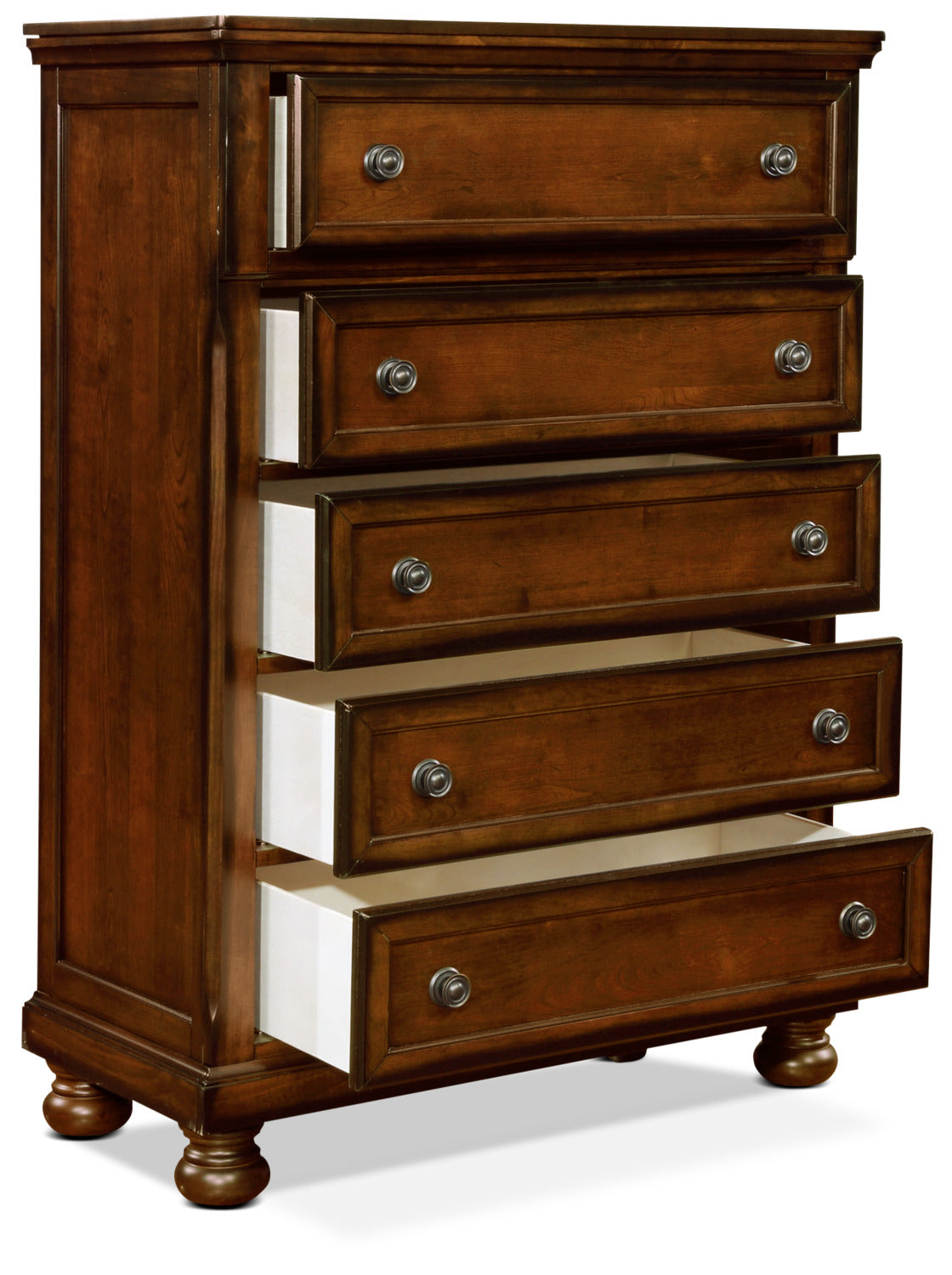 Chelsea Bedroom Chest of Drawers, 5-Drawer, 38"W x 52"H - Cherry Brown | Commode verticale Chelsea de 38 po (L) x 52 po (H) à 5 tiroirs pour la chambre à coucher - brun cerisier