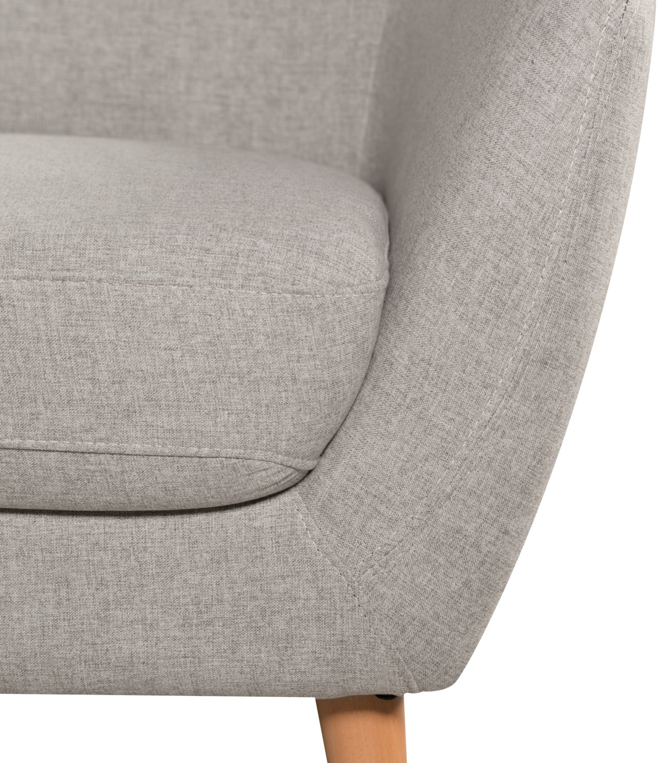 Calla 73.62" Linen-Look Fabric Condo Size Sofa with Button Tufting and Wood Legs - Light Grey | Sofa Calla de 73,62 po de format condo en tissu d’apparence lin avec capitonnage et pattes en bois - gris clair