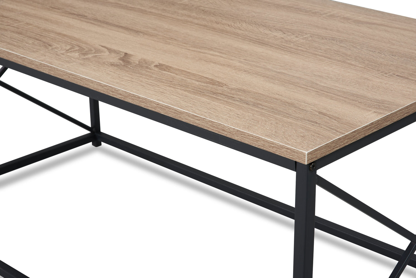 Kasey 42.25" Modern 3-Pack Coffee + 2 End Tables - Dark Taupe with Black Metal Base|Ensemble 3 tables modernes Kasey de 42,25 po (table à café et 2 tables de bout) - taupe foncée avec base en métal noir
