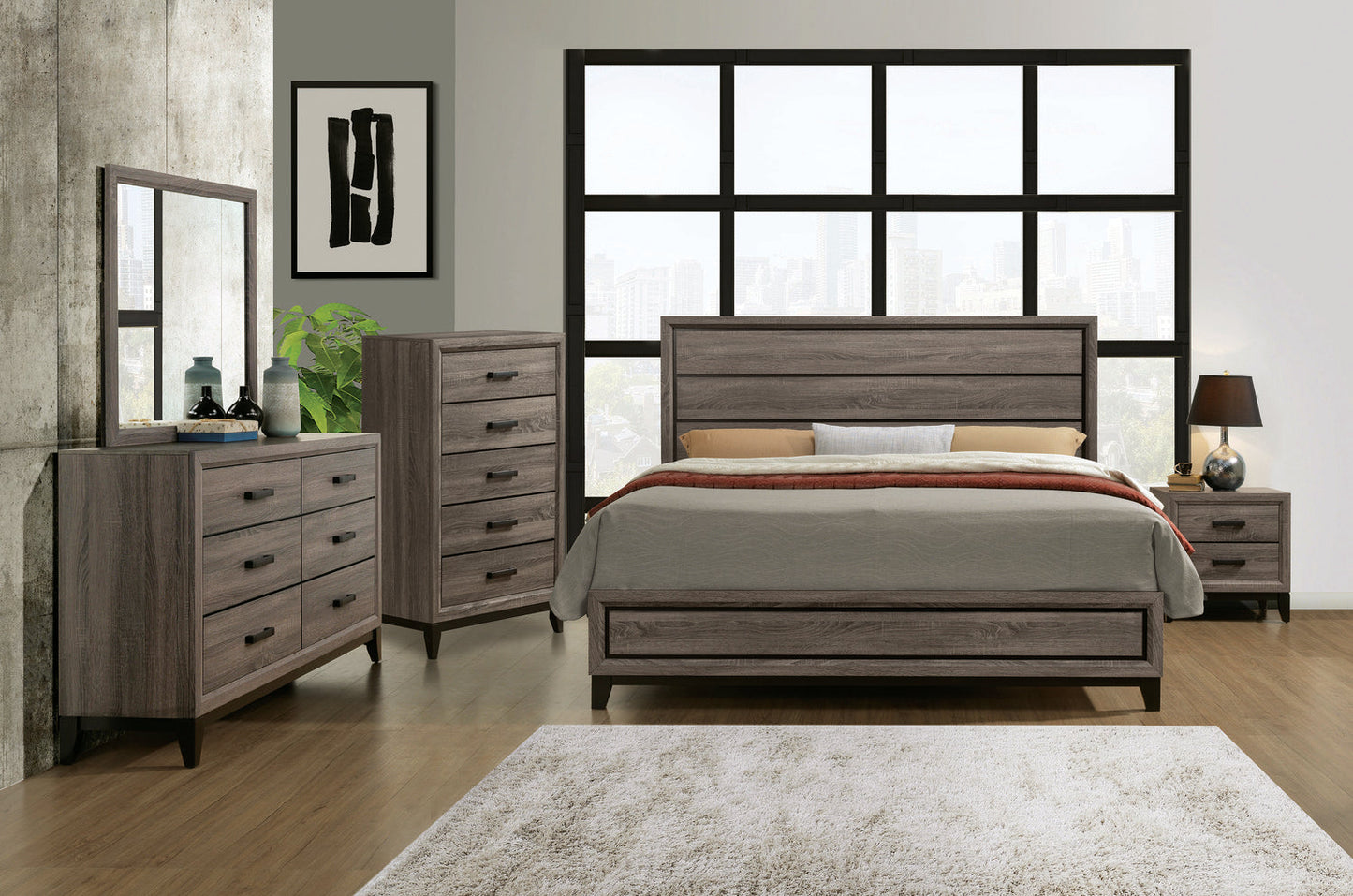 Kate Bedroom Chest of Drawers, 5-Drawer, 31.1"W x 50.4"H - Grey/Brown | Commode verticale Kate de 31,1 po (L) x 50,4 po (H) à 5 tiroirs pour la chambre à coucher - gris-brun