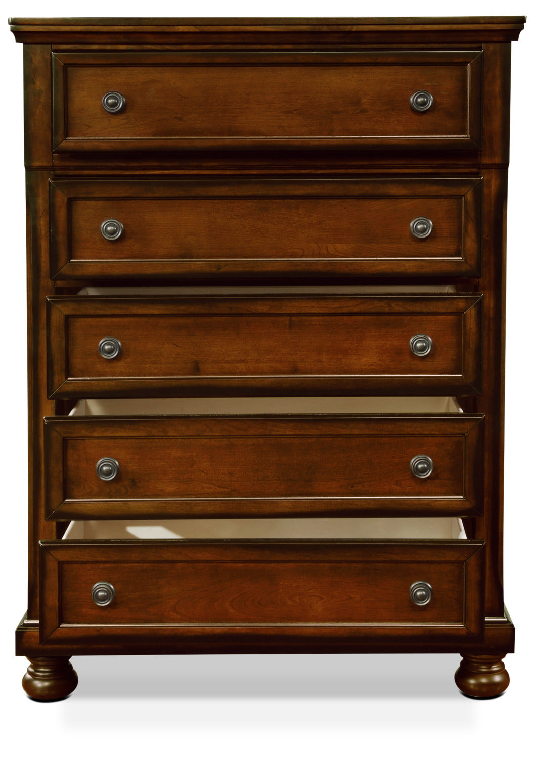 Chelsea Bedroom Chest of Drawers, 5-Drawer, 38"W x 52"H - Cherry Brown | Commode verticale Chelsea de 38 po (L) x 52 po (H) à 5 tiroirs pour la chambre à coucher - brun cerisier