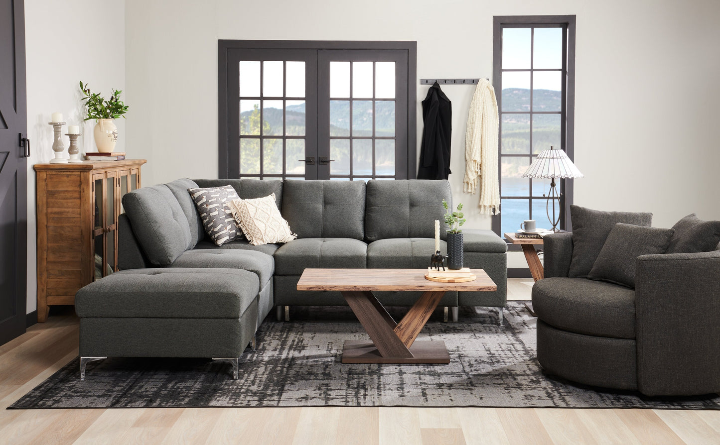 Kinsley 43.3" Modern Coffee Table - Dark Brown Wood|Table à café moderne Kinsley de 43,3 po - bois brun foncé