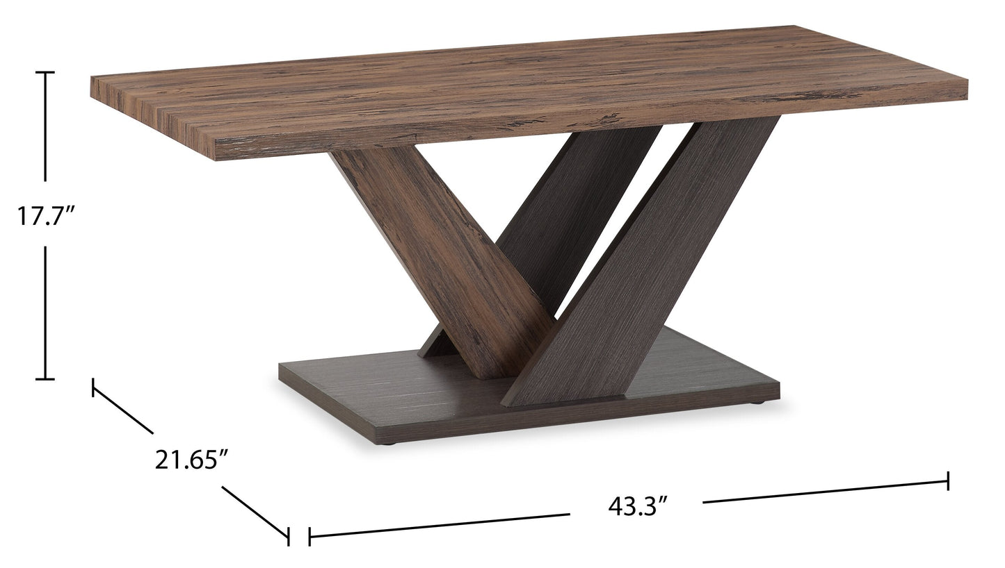 Kinsley 43.3" Modern Coffee Table - Dark Brown Wood|Table à café moderne Kinsley de 43,3 po - bois brun foncé