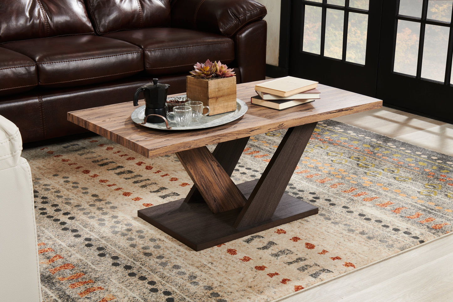 Kinsley 43.3" Modern Coffee Table - Dark Brown Wood|Table à café moderne Kinsley de 43,3 po - bois brun foncé