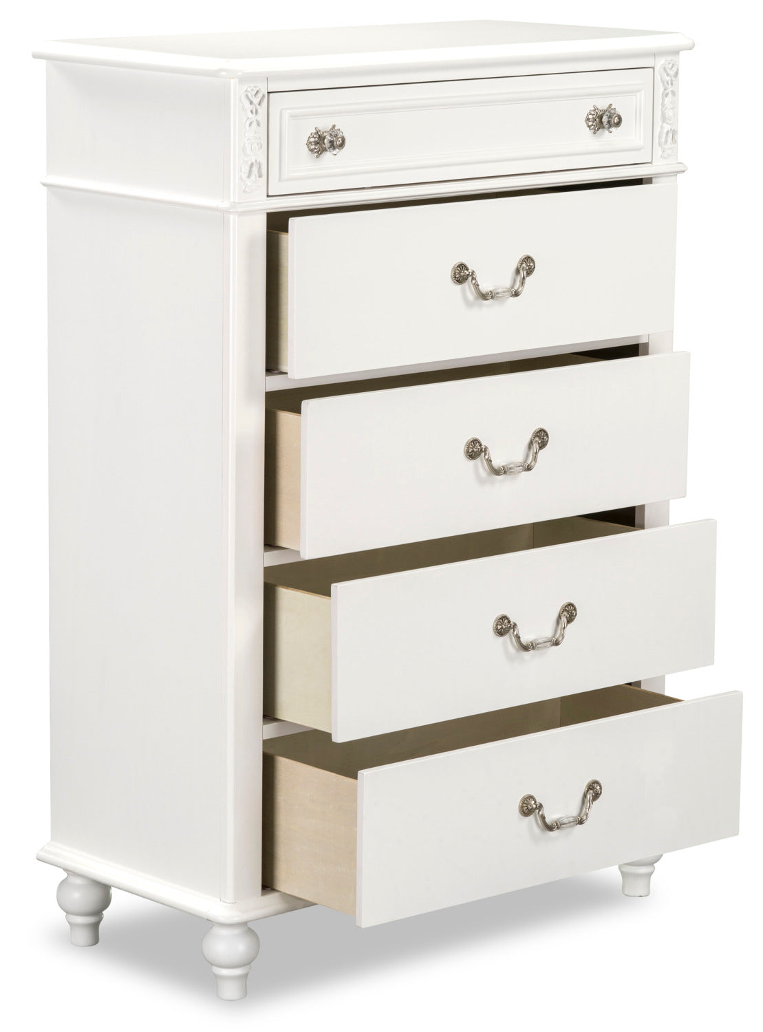 Livy 5-Drawer Bedroom Chest for Kids, 35"W - White | Commode verticale Livy de 35 po (L) à 5 tiroirs pour enfants - blanche
