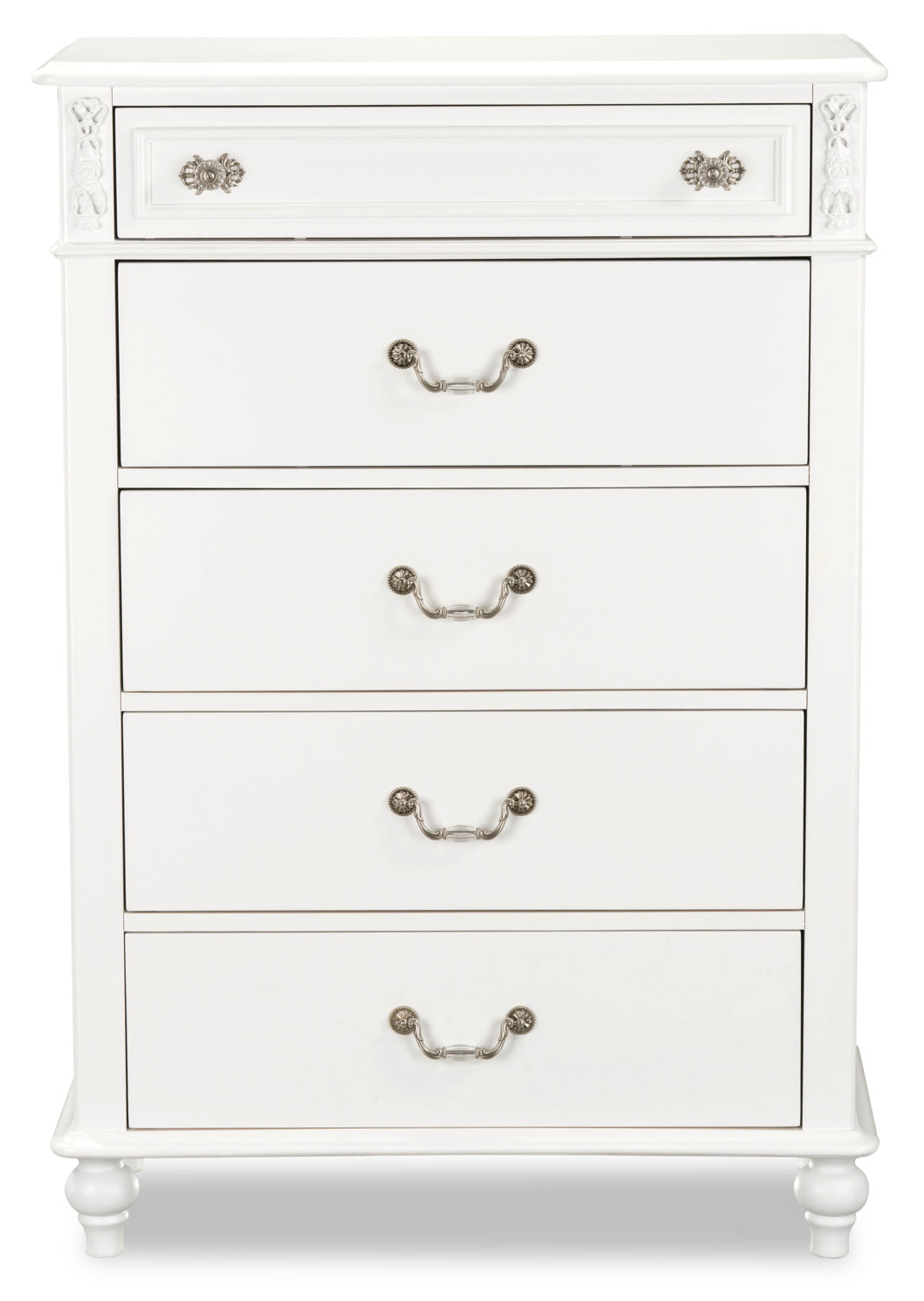 Livy 5-Drawer Bedroom Chest for Kids, 35"W - White | Commode verticale Livy de 35 po (L) à 5 tiroirs pour enfants - blanche