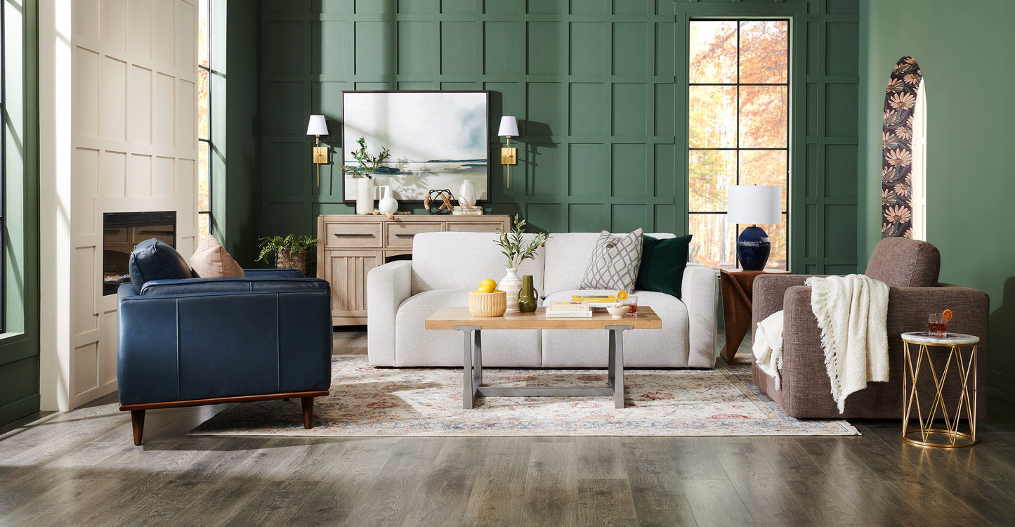 Kort & Co. Lotus 89" Chenille Fabric Sofa with Feather Down Cushions - Linen Grey | Sofa Lotus de Kort & Co. de 89 po en tissu de chenille avec coussins en duvet et plumes - gris lin