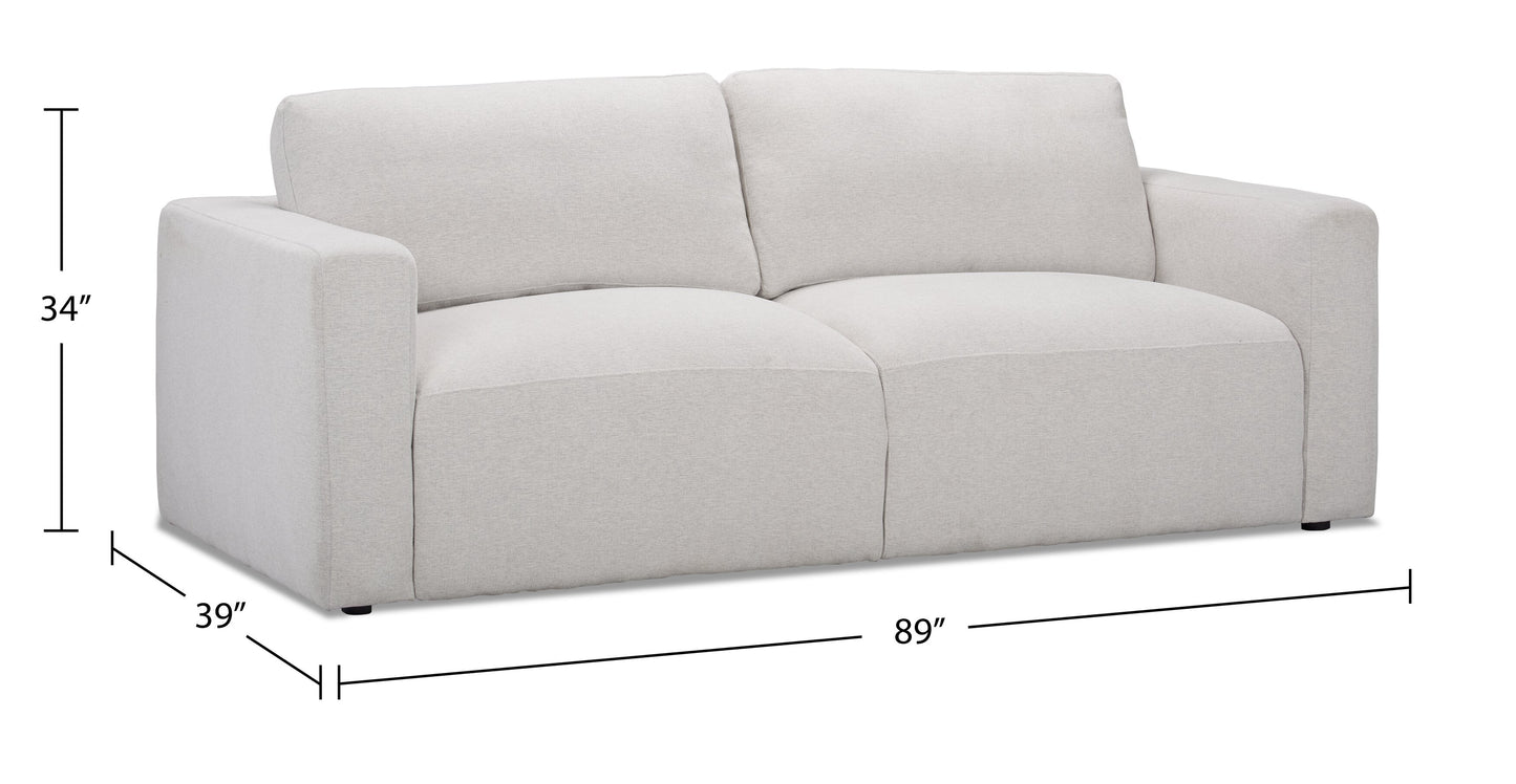 Kort & Co. Lotus 89" Chenille Fabric Sofa with Feather Down Cushions - Linen Grey | Sofa Lotus de Kort & Co. de 89 po en tissu de chenille avec coussins en duvet et plumes - gris lin