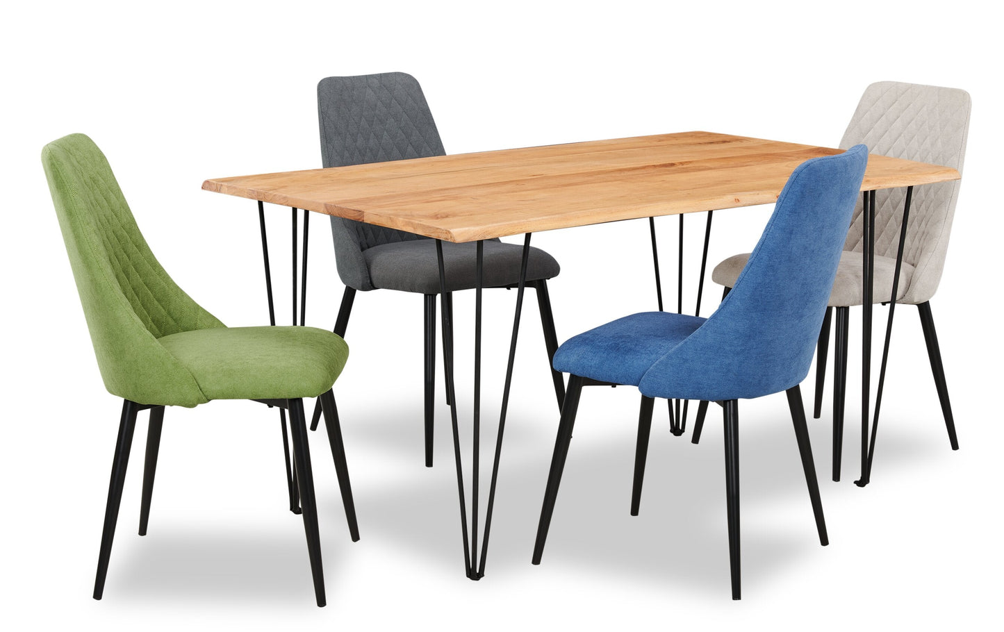 Miya Dining Table with Live Edge, Acacia Wood, Metal, 60"W - Natural | Table de salle à manger Miya de 60 po (L) en acacia et métal avec bordures Live Edge - naturelle