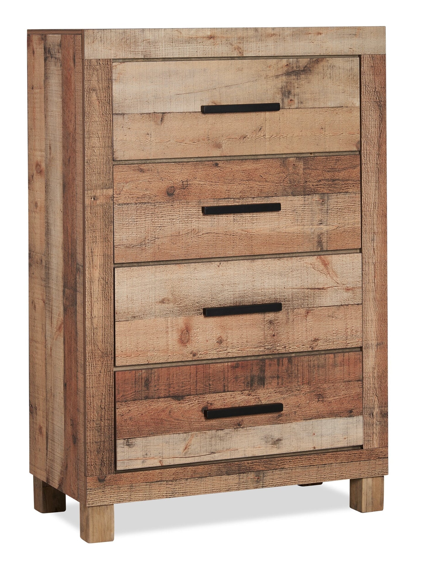 Mojave Bedroom Chest of Drawers, 4-Drawer, 31.4"W x 47.3"H, Rustic - Natural Brown | Commode verticale rustique Mojave de 31,4 po (L) x 47,3 po (H) à 4 tiroirs pour la chambre à coucher - brun naturel