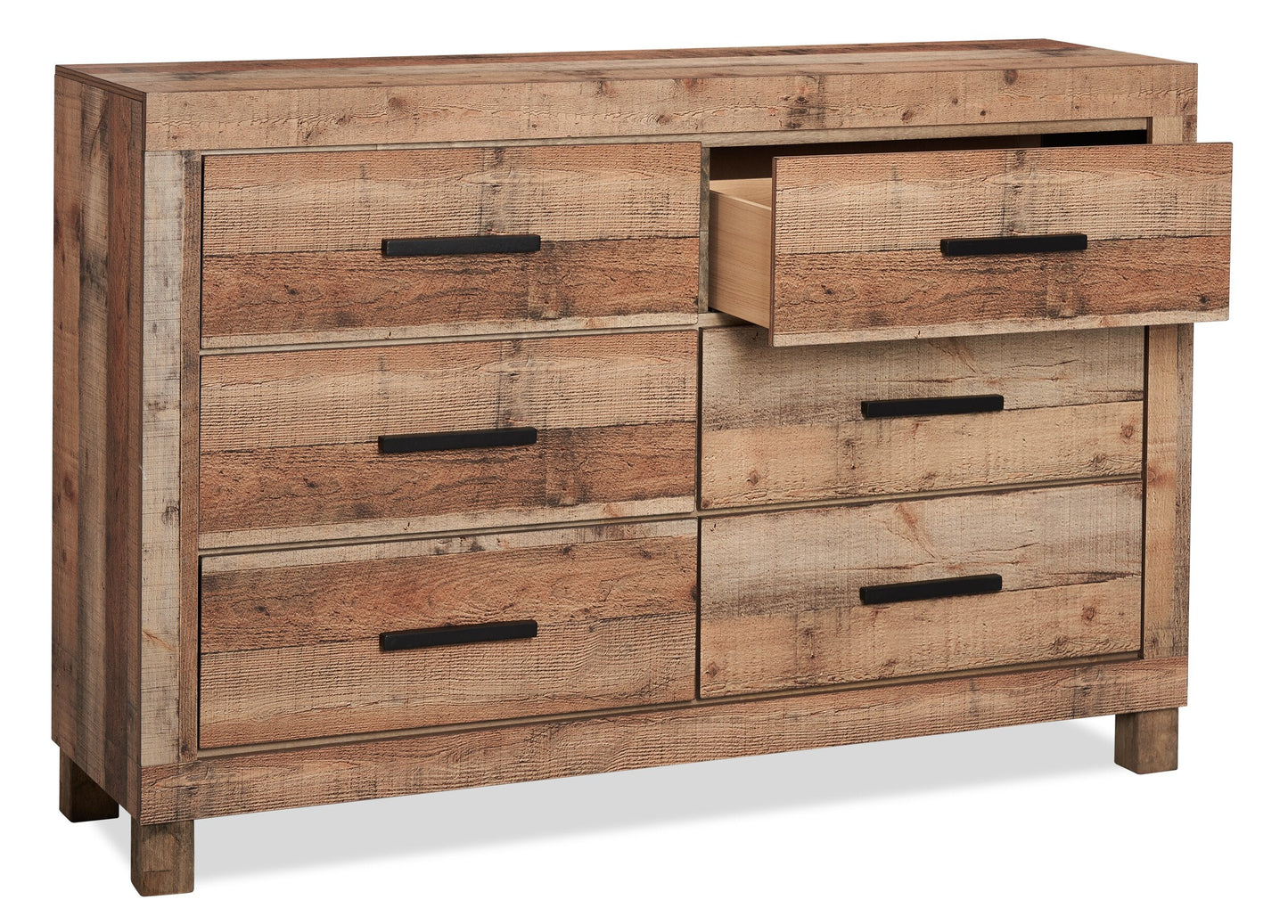 Mojave Bedroom 6-Drawer Dresser, 57.4"W x 37.8"H, Rustic - Natural Brown | Commode rustique Mojave de 57,4 po (L) x 37,8 po (H) à 6 tiroirs pour la chambre à coucher - brun naturel