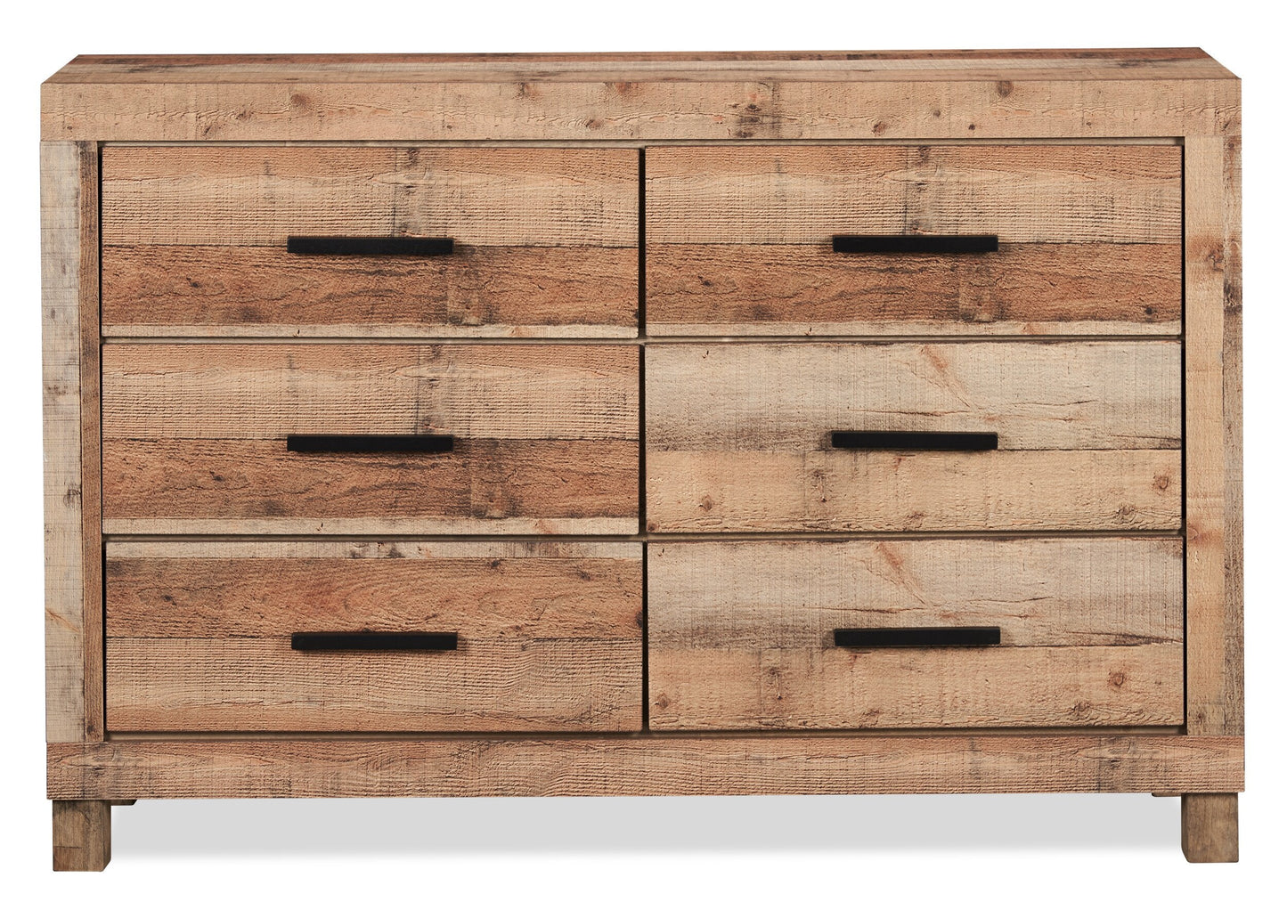 Mojave Bedroom 6-Drawer Dresser, 57.4"W x 37.8"H, Rustic - Natural Brown | Commode rustique Mojave de 57,4 po (L) x 37,8 po (H) à 6 tiroirs pour la chambre à coucher - brun naturel