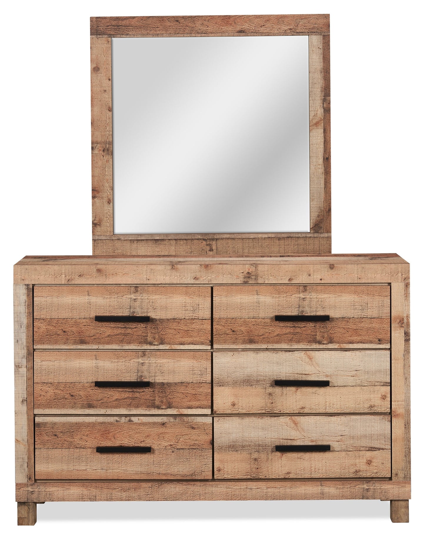 Mojave Bedroom 6-Drawer Dresser, 57.4"W x 37.8"H, Rustic - Natural Brown | Commode rustique Mojave de 57,4 po (L) x 37,8 po (H) à 6 tiroirs pour la chambre à coucher - brun naturel