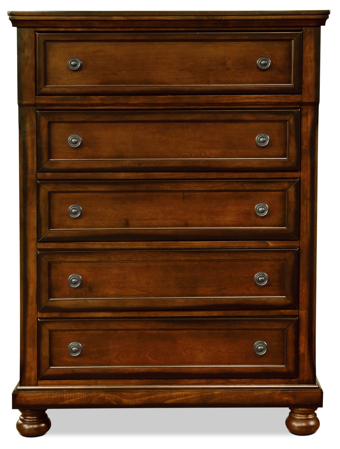 Chelsea Bedroom Chest of Drawers, 5-Drawer, 38"W x 52"H - Cherry Brown | Commode verticale Chelsea de 38 po (L) x 52 po (H) à 5 tiroirs pour la chambre à coucher - brun cerisier