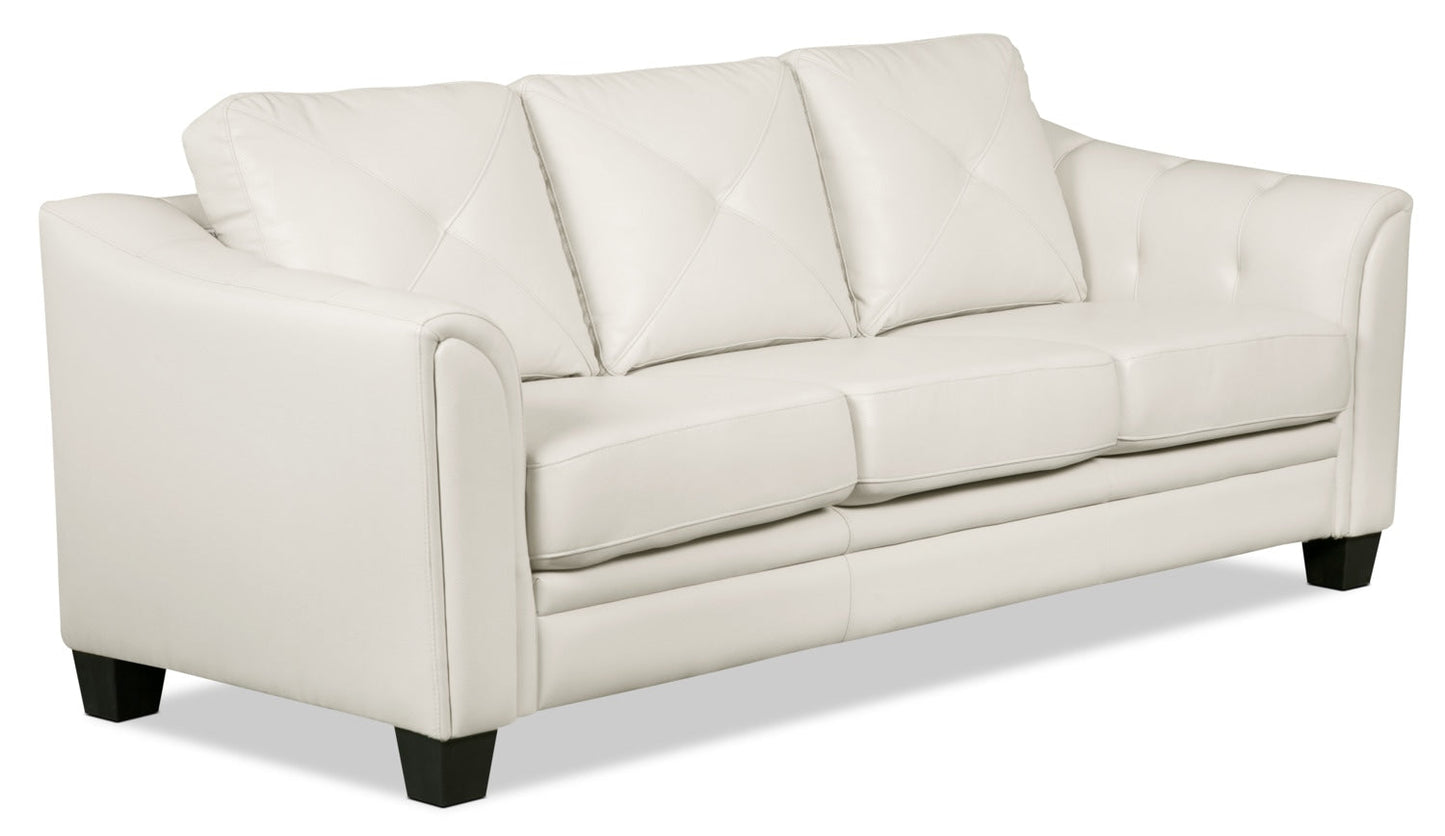 Andi 84" Leather-Look Fabric Sofa with Button Tufting - Beige | Sofa Andi de 84 po en tissu d’apparence cuir avec capitonnage - beige