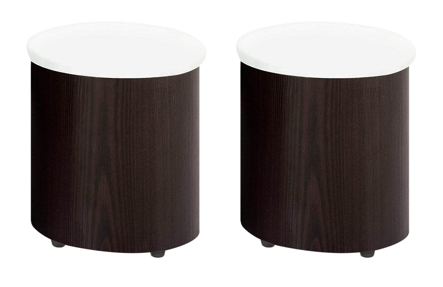 Savon 52.5" Modern S-shaped 3-Pack Coffee + 2 Ottomans with Storage and Shelf - Dark Walnut Wood and Chrome |Ensemble 3 articles modernes en forme de S Savon de 52,5 po (table à café et 2 poufs) avec rangement et tablette - bois noyer foncé et chrome