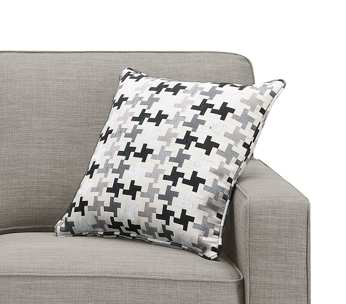 Made in Canada Sawyer 83" Linen-Look Fabric Sofa with Reversible Cushions and Accent Pillows - Light Grey | Sofa Sawyer de 83 po fabriqué au Canada en tissu d’apparence lin avec coussins réversibles et coussins décoratifs - gris clair