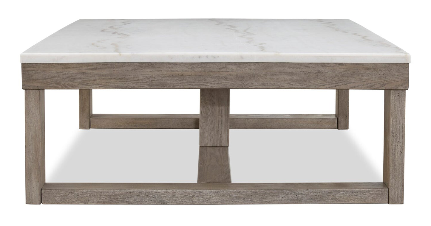 Corsa 56" Modern Coffee Table - Marble Top with Grey Brown Wood Base|Table à café moderne Corsa de 56 po - dessus en marbre avec base en bois gris-brun