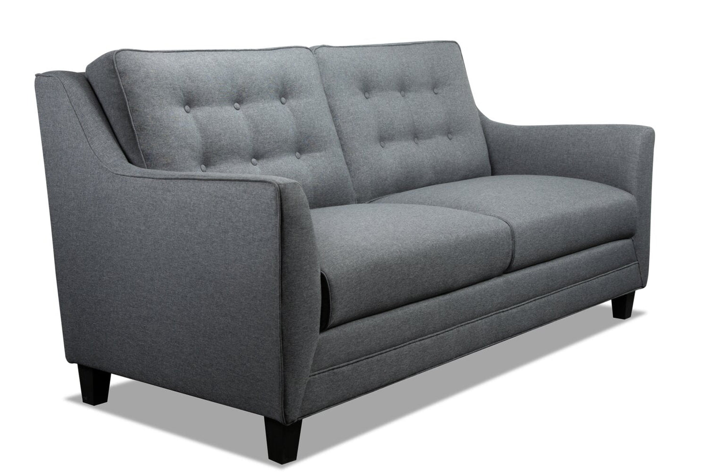 Novalee 75.5" Linen-Look Sofa with Flared Arms and Button Tufting - Grey | Sofa Novalee de 75,5 po en tissu d’apparence lin avec accoudoirs évasés et capitonnage à boutons - gris