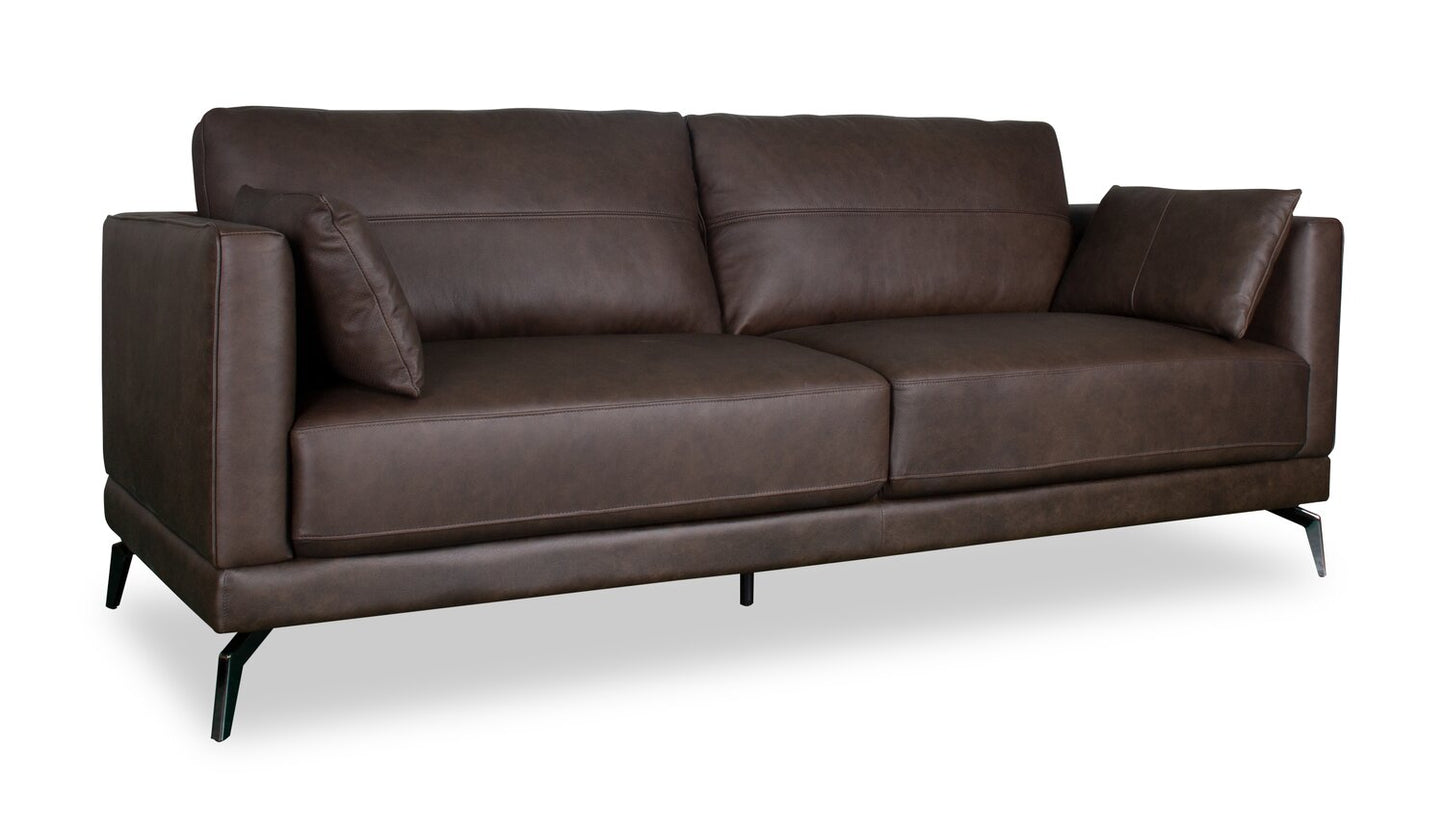 Melrose 84.5" Top-Grain Genuine Leather Sofa with Metal Legs - Dark Brown | Sofa Melrose de 84,5 po en cuir véritable de qualité supérieure avec pattes en métal - brun foncé