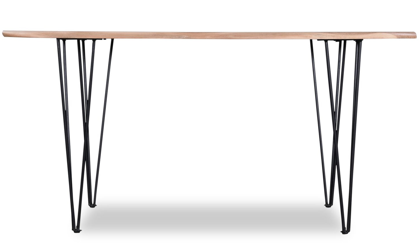Miya Dining Table with Live Edge, Acacia Wood, Metal, 60"W - Natural | Table de salle à manger Miya de 60 po (L) en acacia et métal avec bordures Live Edge - naturelle