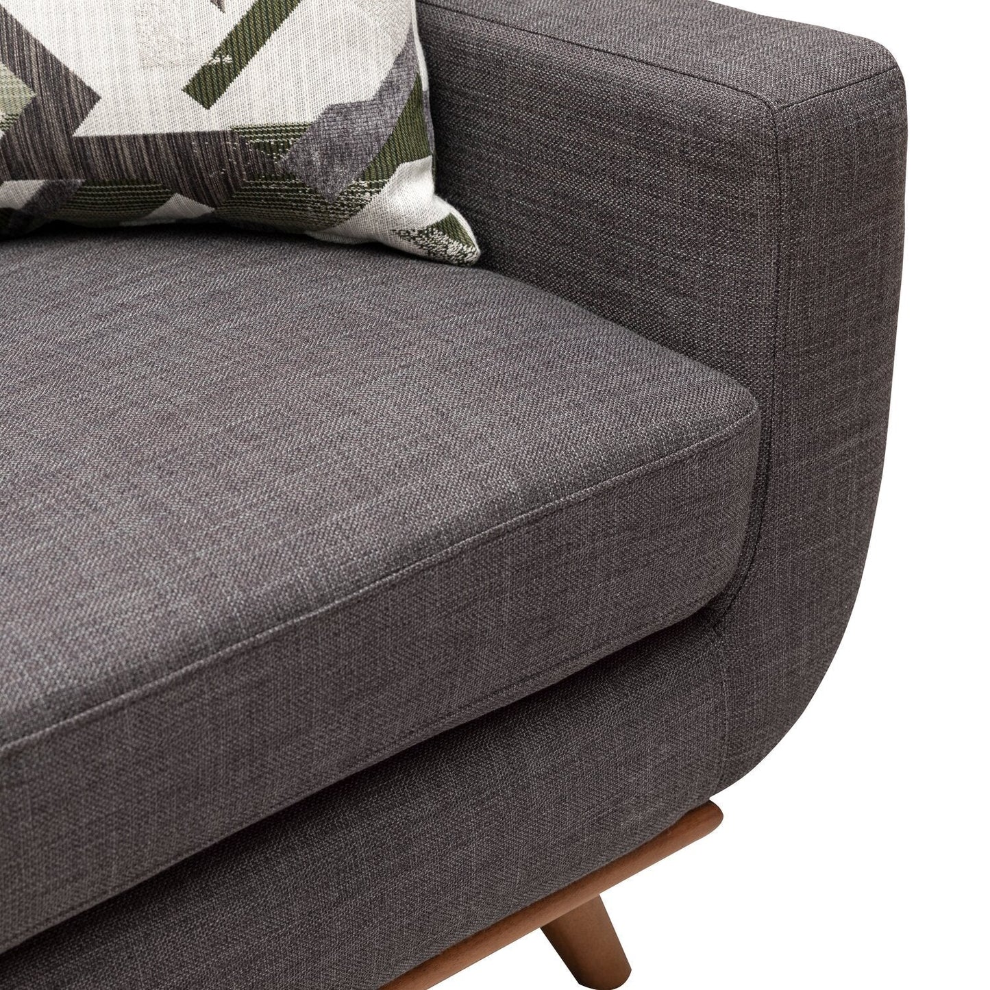 Kort & Co. Freeman 80” Linen-Look Fabric Condo Size Sofa with Wood Legs - Charcoal Grey | Sofa Freeman de Kort & Co. de 80 po de format condo en tissu d’apparence lin avec base et pattes en bois - gris anthracite