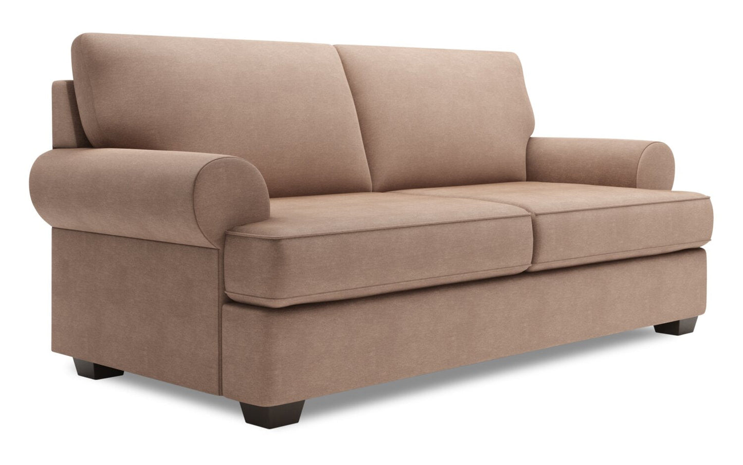 Made in Canada Customizable Sofa Lab Roll 76" Linen-Look Fabric Condo Size Sofa with Rolled Arms - Pax Wicker Brown | Sofa Roll de Sofa Lab de 76 po de format condo fabriqué au Canada en tissu d’apparence lin - brun Pax Wicker | RO093349
