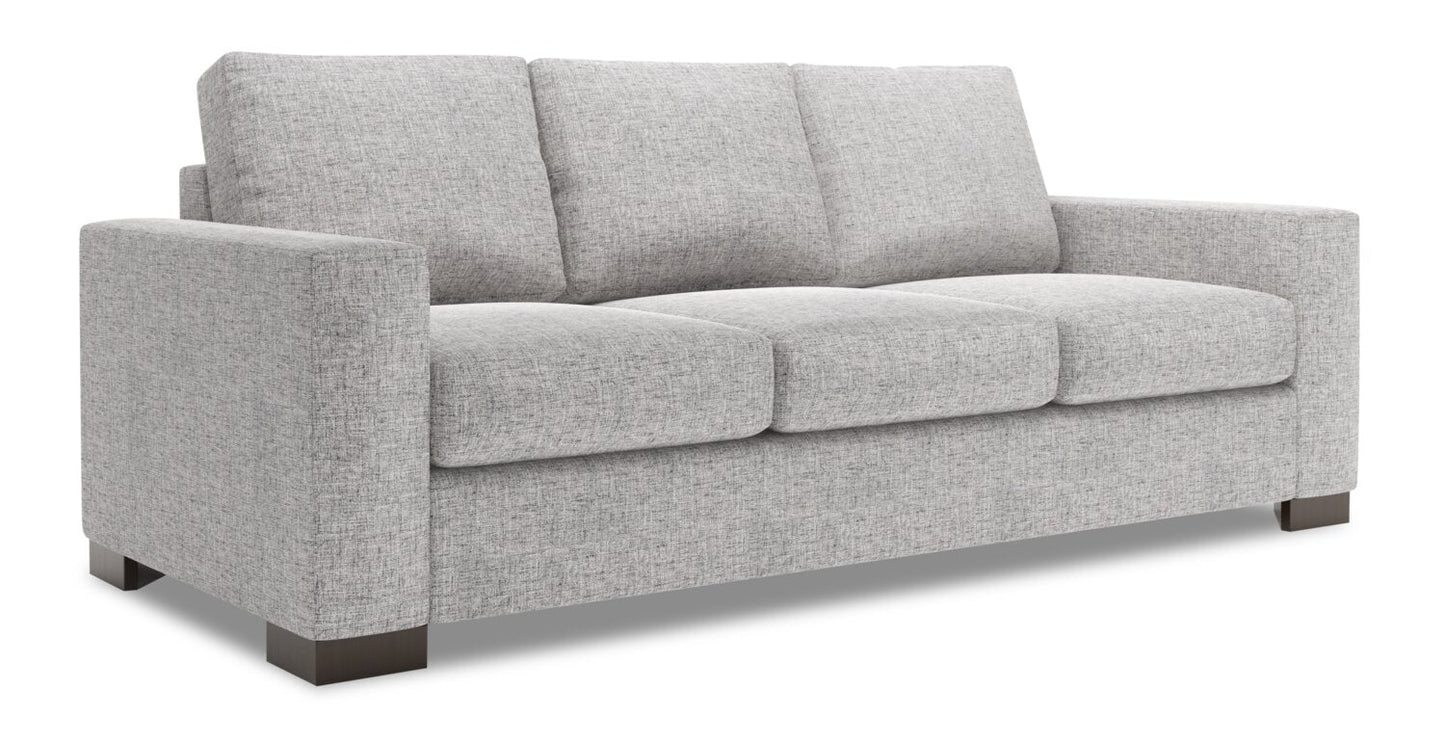 Made in Canada Customizable Sofa Lab Track 85" Linen-Look Fabric Sofa with Track Arms - Luna Domino Grey | Sofa Track de Sofa Lab de 85 po fabriqué au Canada en tissu d’apparence lin avec accoudoirs rectilignes - gris Luna Domino | TR102191