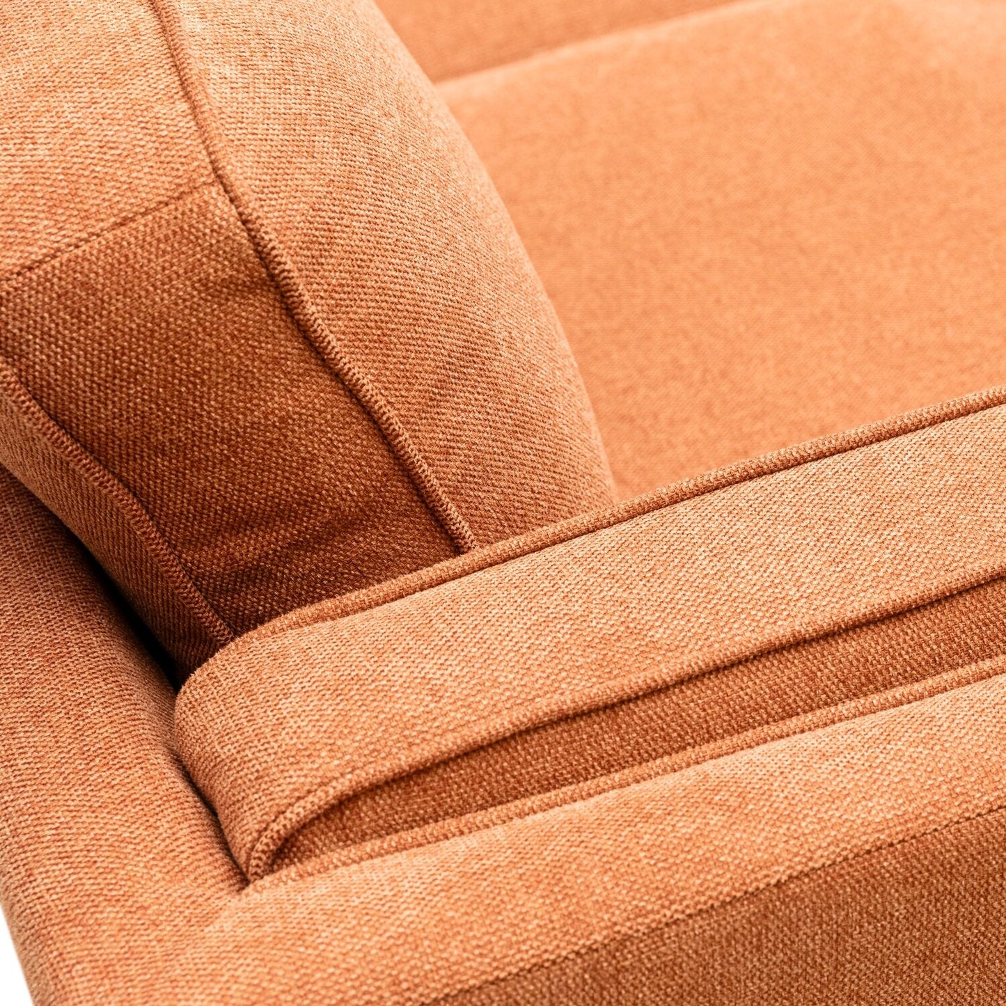 Kort & Co. Kassia 80" Linen-Look Fabric Condo Size Sofa with Wood Base and Legs - Orange | Sofa Kassia de Kort & Co. de 80 po de format condo en tissu d’apparence lin avec base et pattes en bois - orange