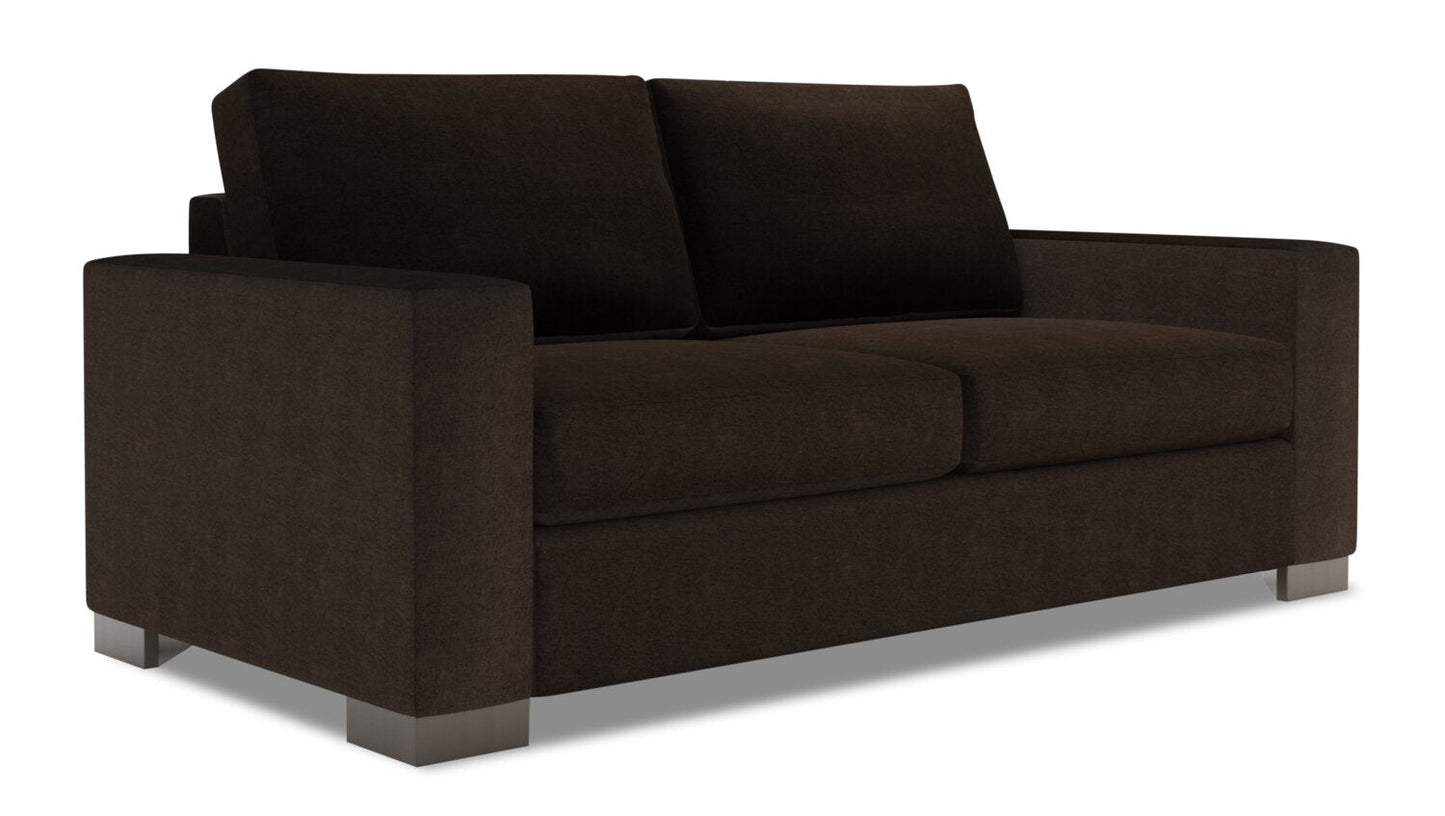 Made in Canada Customizable Sofa Lab Track 75" Chenille Fabric Condo Size Sofa with Track Arms - Luxury Chocolate Brown | Sofa Track de Sofa Lab de 75 po de format condo fabriqué au Canada en tissu de chenille - brun Luxury Chocolate | TR093293