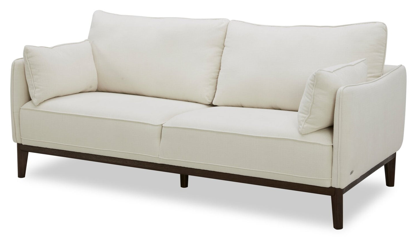 Cindy Crawford Home Gena 78.7" Linen-Look Fabric Condo Size Sofa with Removable Back Cushions - Cotton White | Sofa Gena de Cindy Crawford Home de 78,7 po de format condo en tissu d’apparence lin avec coussins de dossier amovibles - blanc coton