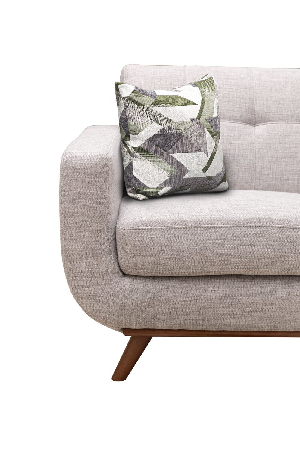 Kort & Co. Freeman 88" Linen-Look Fabric Sofa with Wood Base and Tufted Back Cushions - Dove White | Sofa Freeman Kort & Co. de 88 po en tissu d’apparence lin avec pattes en bois et coussins de dossier capitonnés - blanc colombe