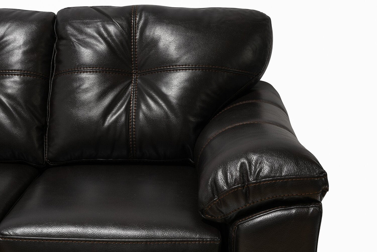 Made in Canada Addison 86" Leather-Look Fabric Sofa with Removable Seat Cushion and Tufting - Blackberry Black | Sofa Addison de 86 po fabriqué au Canada en tissu d’apparence cuir avec coussin de siège amovible et capitonnage - noir mûre