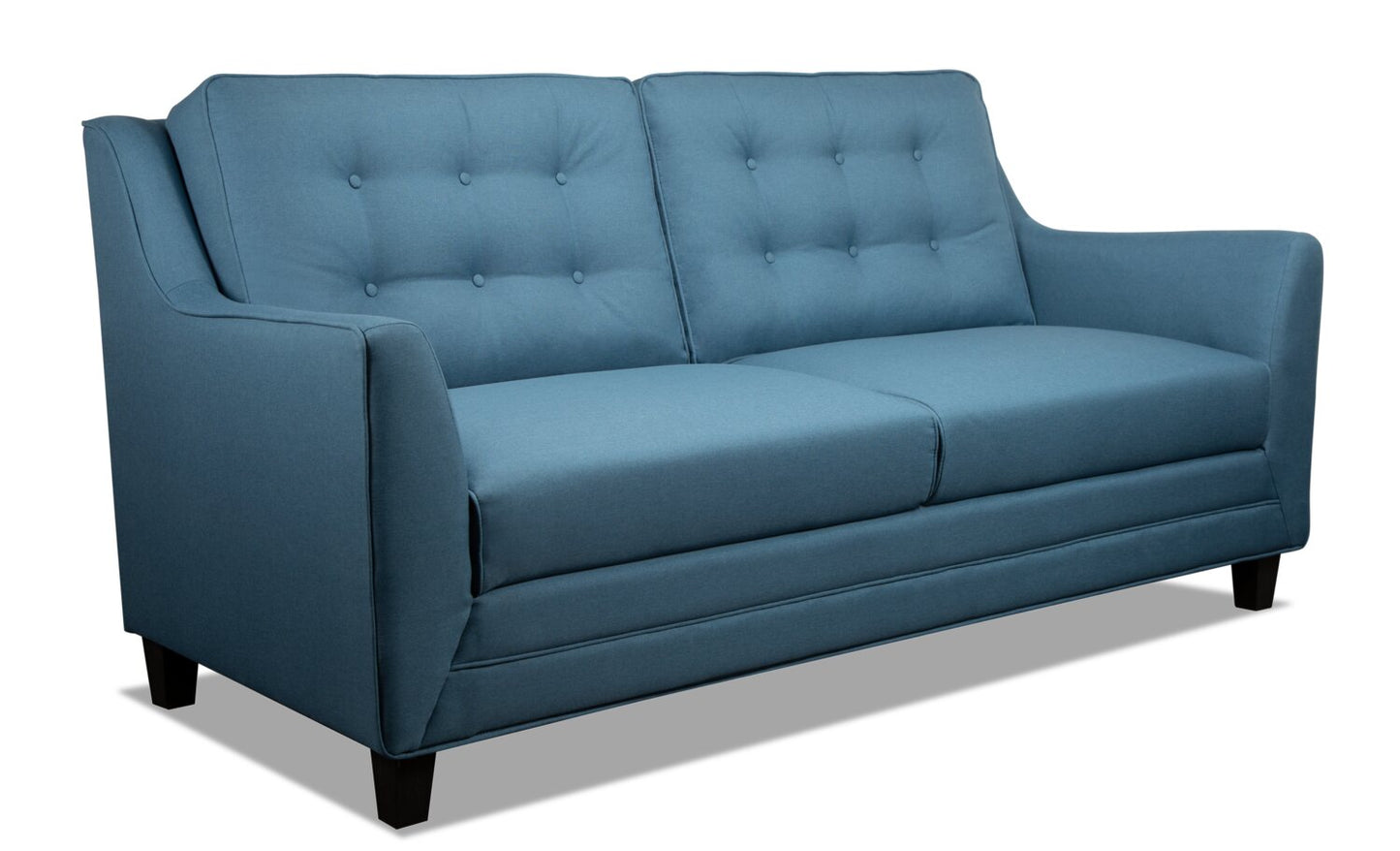 Novalee 75.5" Linen-Look Sofa with Flared Arms and Button Tufting - Blue | Sofa Novalee de 75,5 po en tissu d’apparence lin avec accoudoirs évasés et capitonnage à boutons - bleu