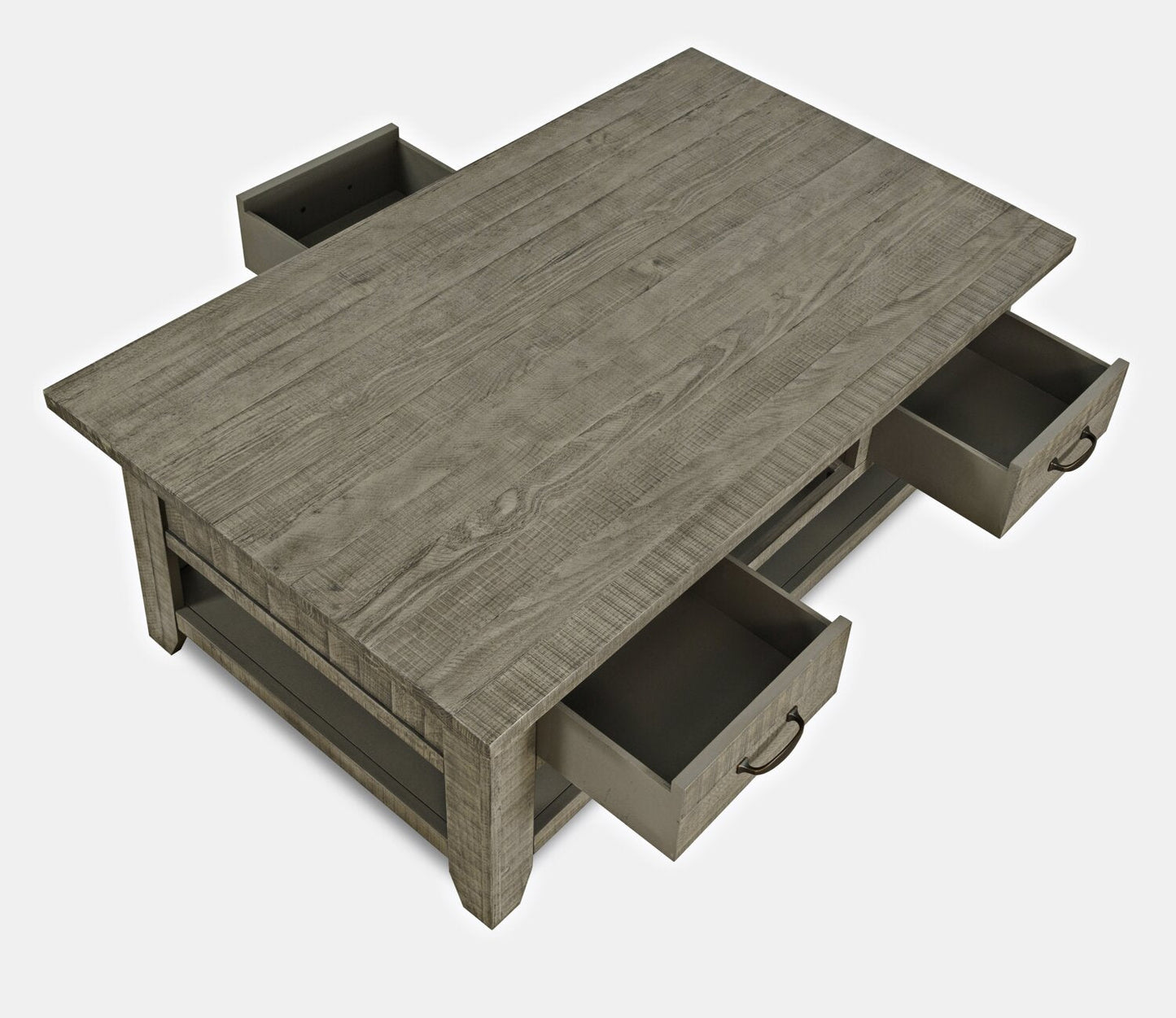 Colson 50" Rustic Coffee Table with Storage, Shelf and Casters - Driftwood |Table à café rustique Colson de 50 po avec rangement, tablette et roulettes - bois de grève