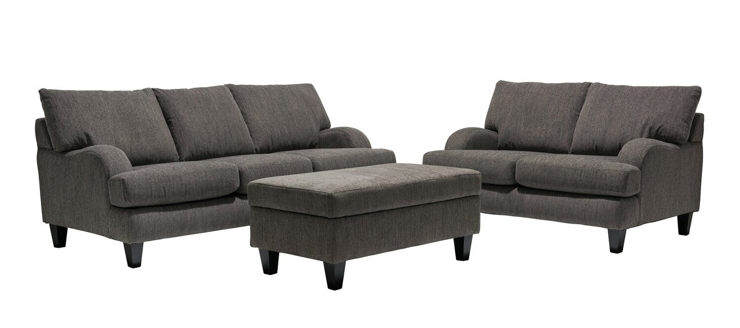 Made in Canada Nofia 80" Chenille Fabric Sofa with Two Accent Pillows and Wood Legs - Charcoal Grey | Sofa Nofia de 80 po fabriqué au Canada en tissu de chenille avec 2 coussins décoratifs et pattes en bois - gris anthracite
