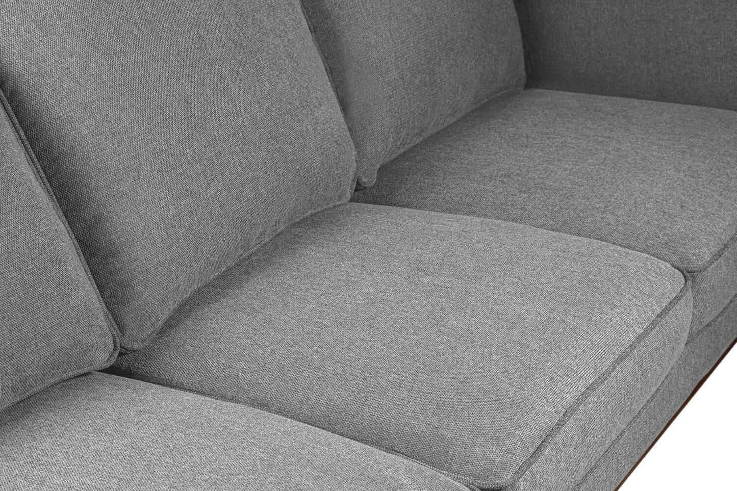Kort & Co. Kassia 90.6" Linen-Look Fabric Sofa with Wood Base and Legs - Grey | Sofa Kassia de Kort & Co. de 90,6 po en tissu d’apparence lin avec base et pattes en bois - gris