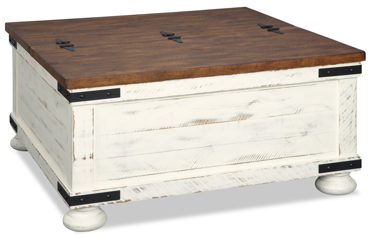 Benjy 36" Rustic Coffee Table Trunk with Storage - Two Tone Wood|Table à café coffre rustique Benjy de 36 po avec rangement - bois deux teintes