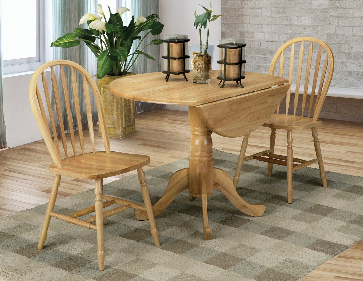 Andi Drop-Leaf Dining Table, Wood, Pedestal Base, 40"W - Natural | Table de salle à manger Andi de 40 po (L) à abattant, en bois et avec base piédestal - naturelle