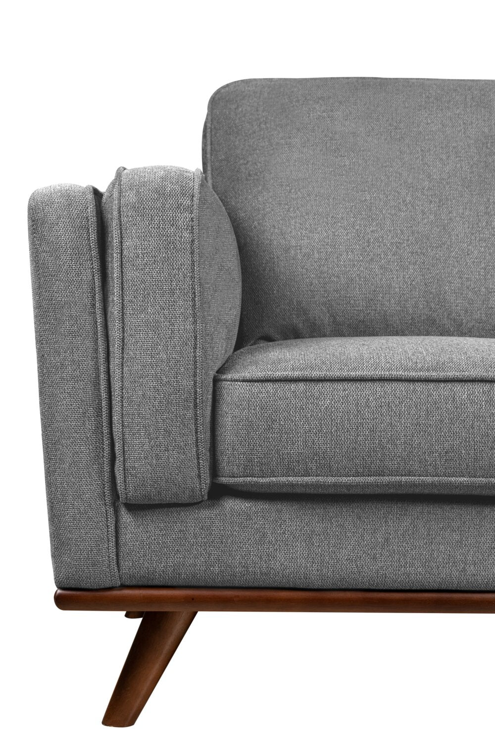 Kort & Co. Kassia 90.6" Linen-Look Fabric Sofa with Wood Base and Legs - Grey | Sofa Kassia de Kort & Co. de 90,6 po en tissu d’apparence lin avec base et pattes en bois - gris