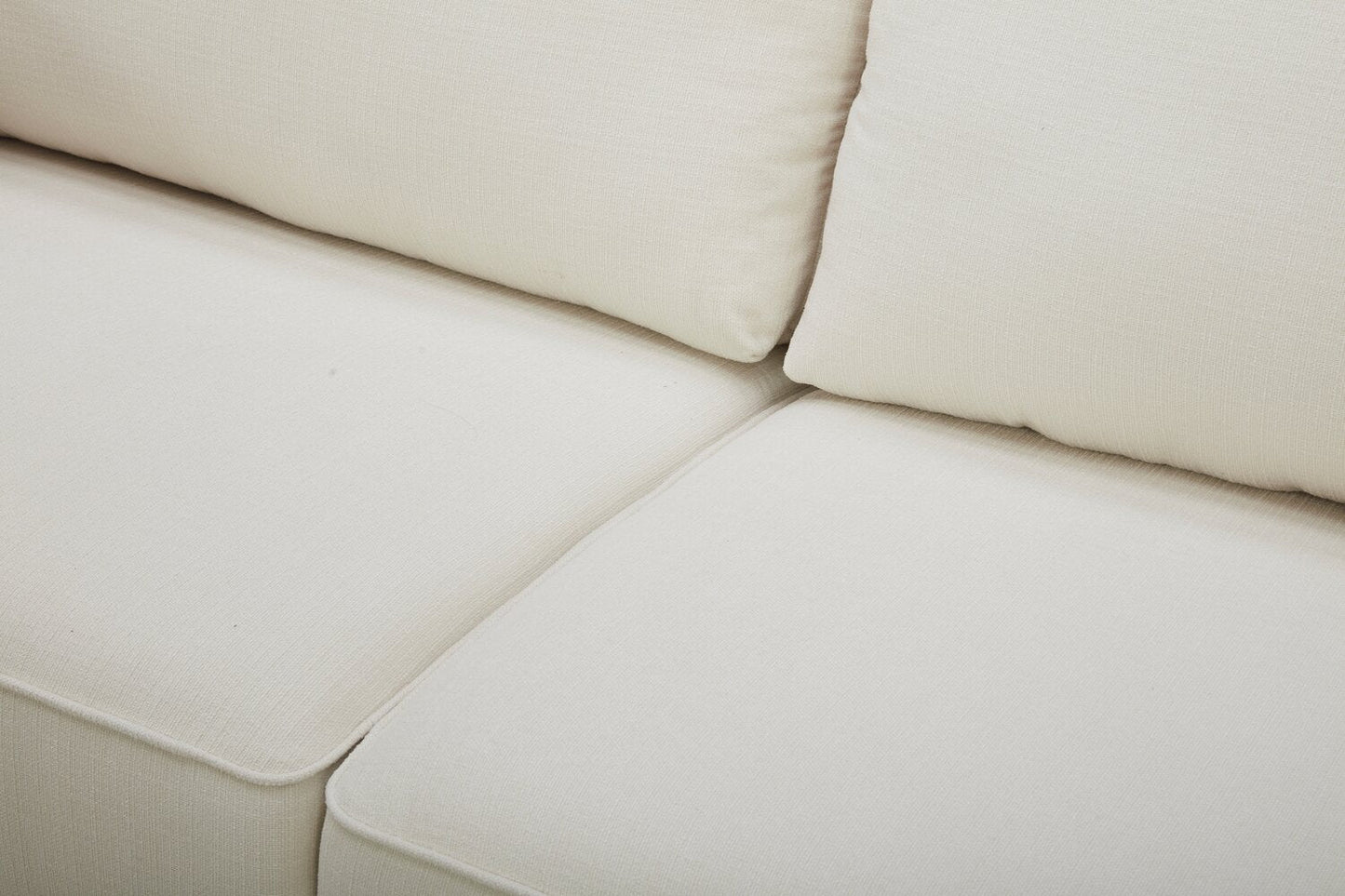 Cindy Crawford Home Gena 78.7" Linen-Look Fabric Condo Size Sofa with Removable Back Cushions - Cotton White | Sofa Gena de Cindy Crawford Home de 78,7 po de format condo en tissu d’apparence lin avec coussins de dossier amovibles - blanc coton
