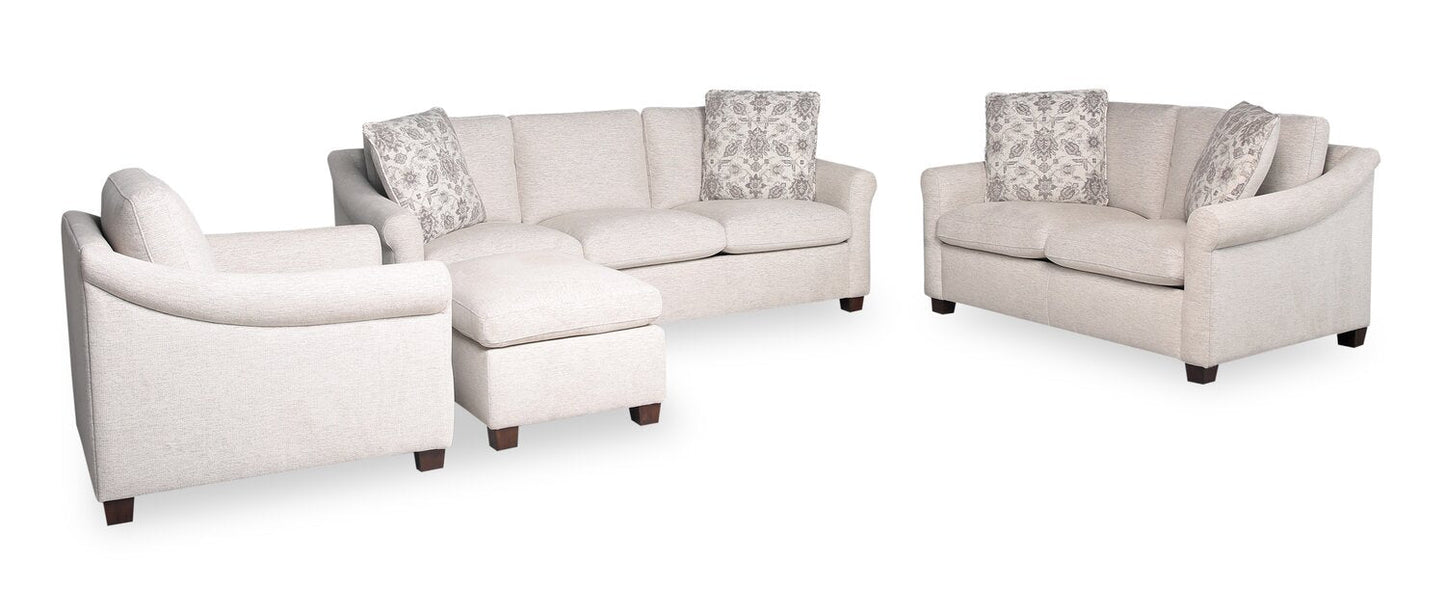 Mallie 84" Chenille Fabric Sofa with Rolled Arms and Wood Legs - Shell White | Sofa Mallie de 84 po en tissu de chenille avec accoudoirs enroulés et pattes en bois - blanc coquillage