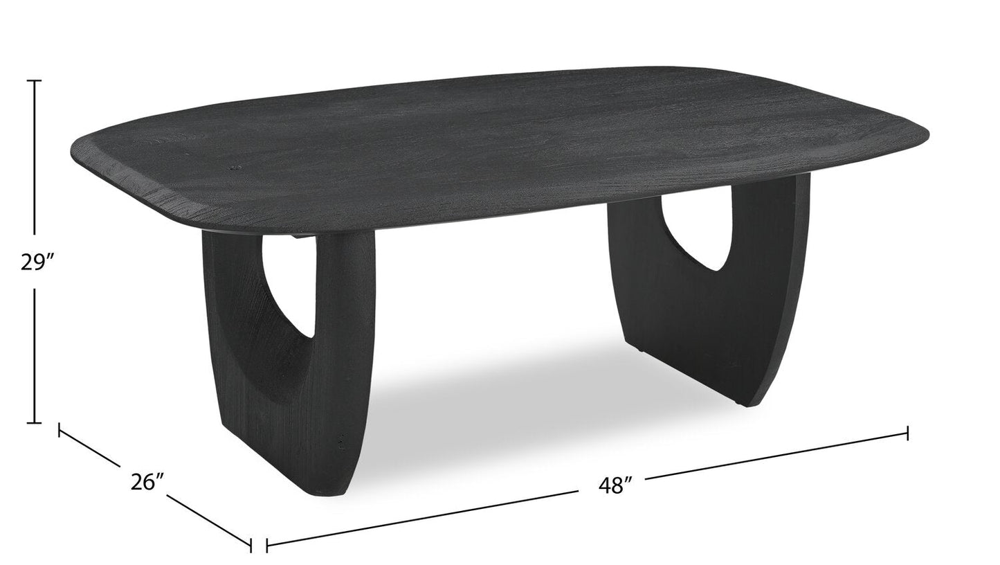 Abbot 48” Modern Solid Wood Coffee Table - Black | Table à café moderne Abbot de 48 po en bois massif - noire