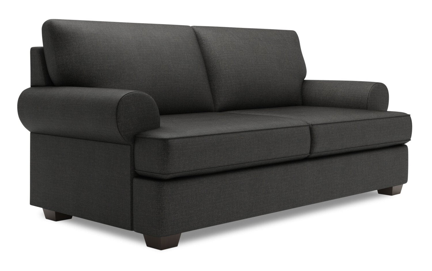 Made in Canada Customizable Sofa Lab Roll 76" Linen-Look Fabric Condo Size Sofa with Rolled Arms - Luna Kohl Grey | Sofa Roll de Sofa Lab de 76 po de format condo fabriqué au Canada en tissu d’apparence lin - gris Luna Kohl | RO092691